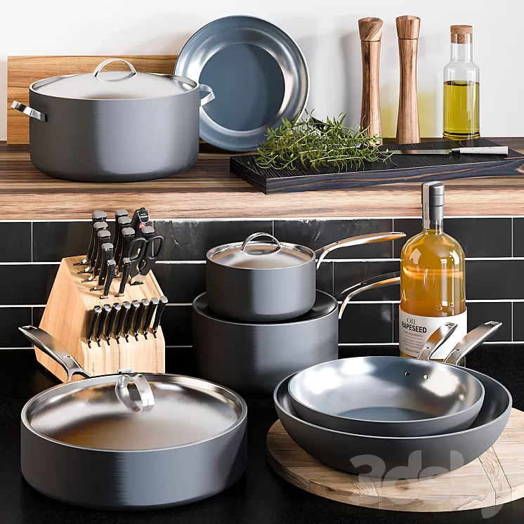 Kitchen Cookware Set 1 3D Model