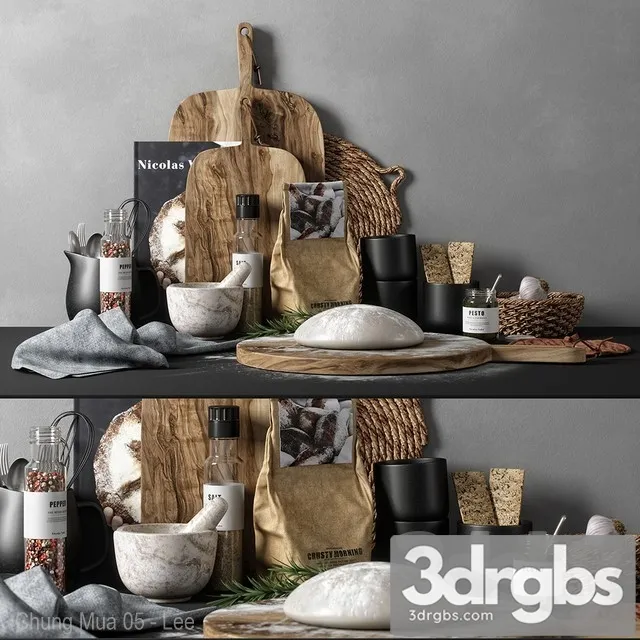 Kitchen Decor Set 02 3D Model Free