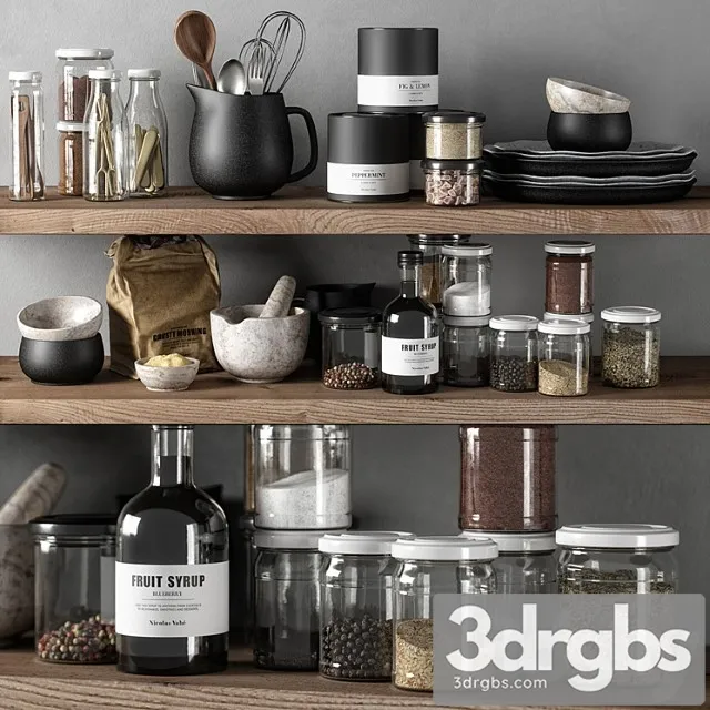 Kitchen decor set 03 3D Model Free