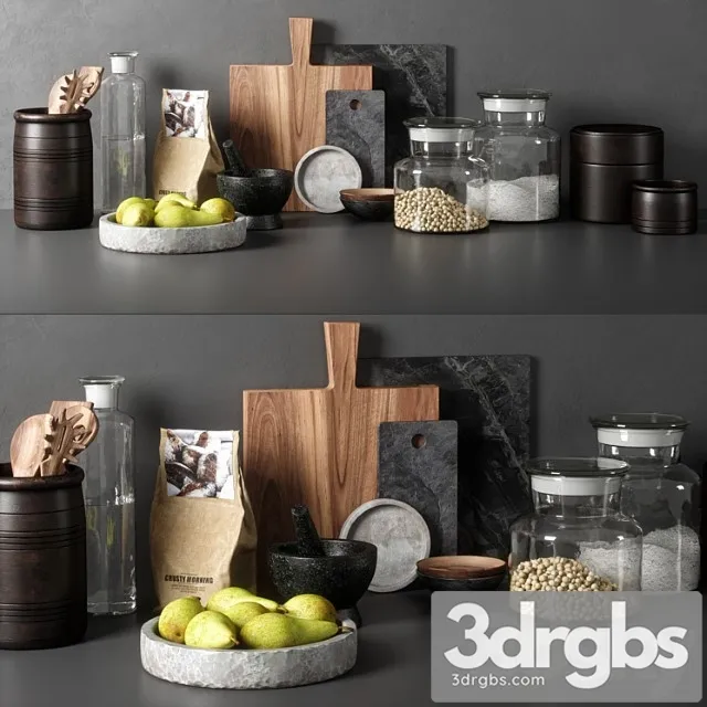 Kitchen decor set 05 3D Model Free