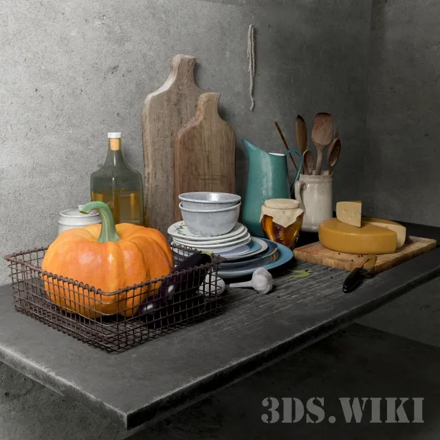 kitchen - Decor set with pumpkin 3D Model