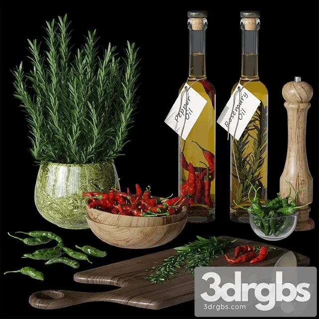 Kitchen decor set_3 3D Model Free