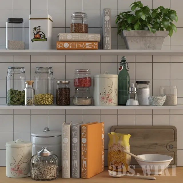 kitchen - Decorative crockery set 3D Model