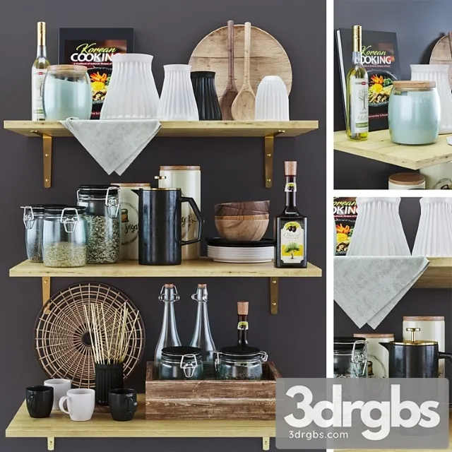 Kitchen decorative set 023 3D Model Free