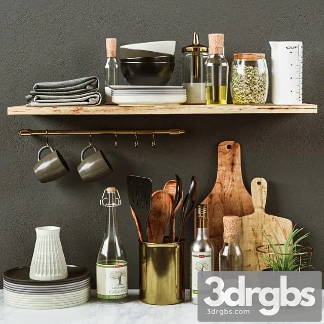 Kitchen decorative set 038 3D Model Free