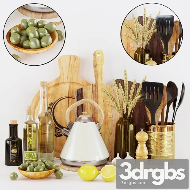 Kitchen decorative set 047 3D Model Free