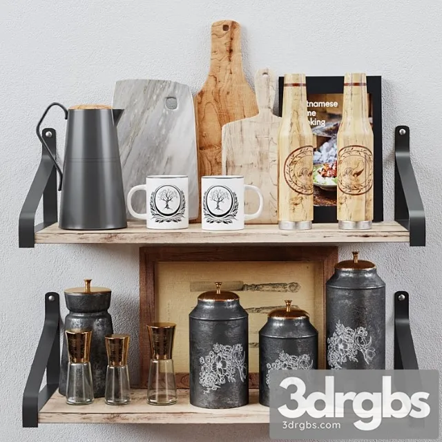 Kitchen decorative set 053 3D Model Free
