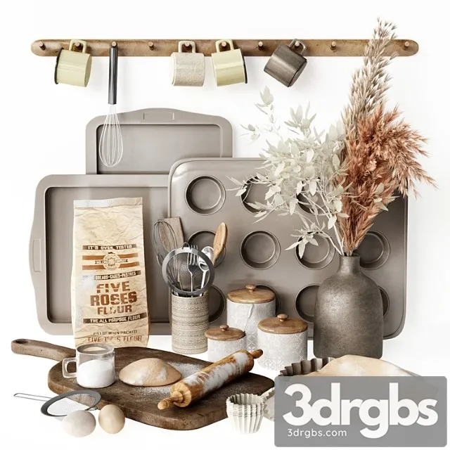 Kitchen Decorative Set 08 4 3D Model Free