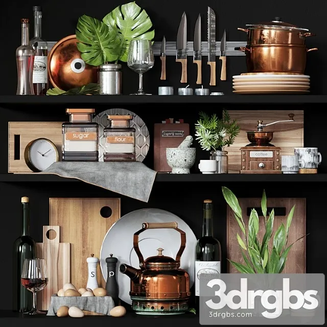 Kitchen decorative set 5 3D Model Free