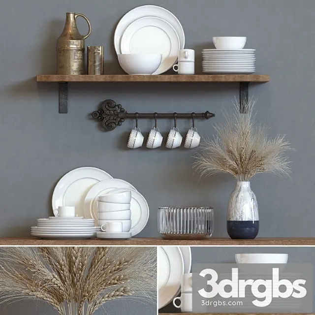 Kitchen decorative set part01 3D Model Free