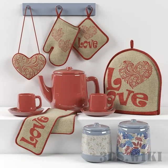 kitchen - Decorative tea set 3D Model