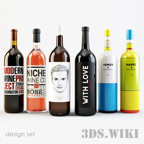 kitchen - Designer Wine Bottles 3D Model