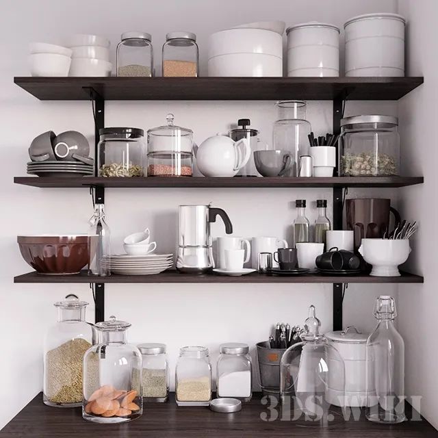 kitchen - Dishes spices and other little things 3D Model