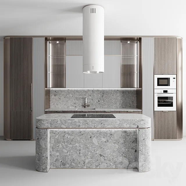 Kitchen №129 "Wood and Concret" 3D Model