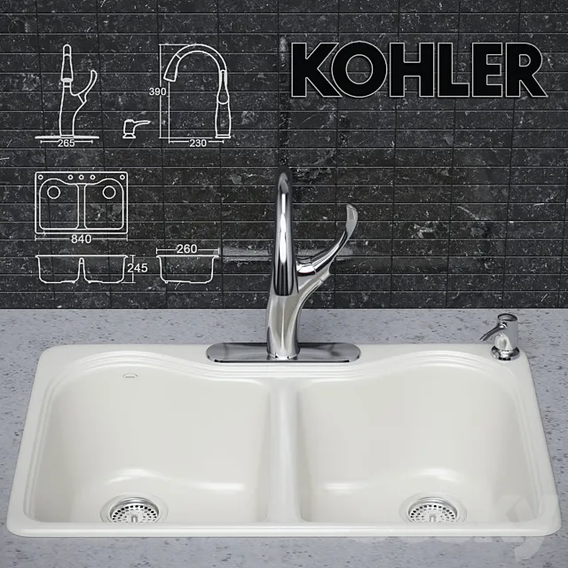 Kitchen faucet and sink KOHLER 3DModel