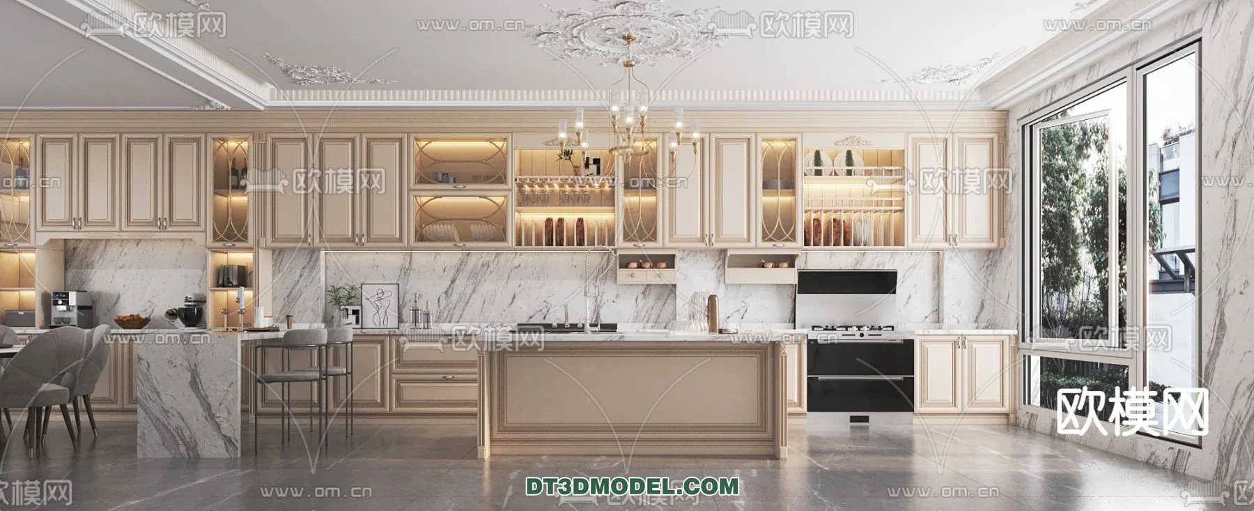 Kitchen - France Style - Interior 3D Scene - 002