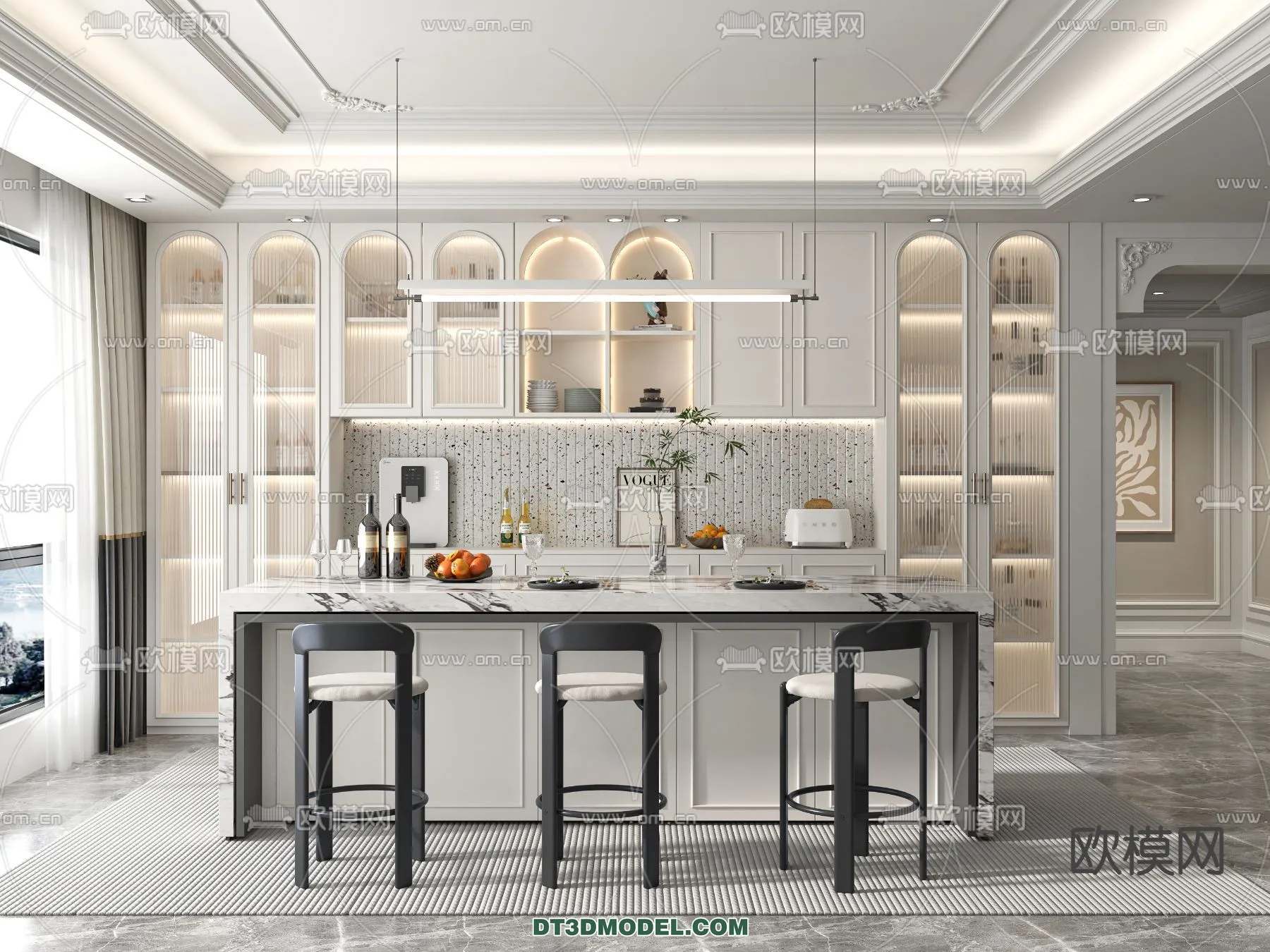 Kitchen - France Style - Interior 3D Scene - 062