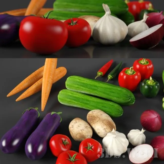 kitchen - Fresh vegetables set 3D Model