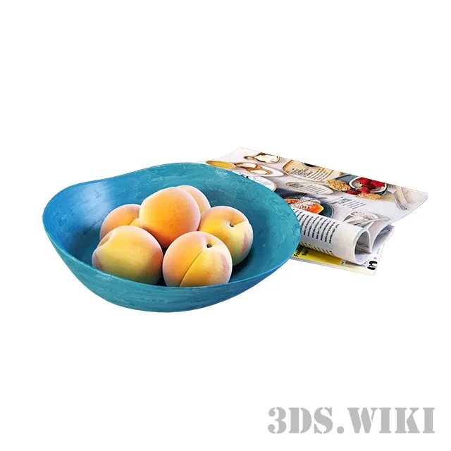 kitchen - Fruit bowl and magazine 3D Model
