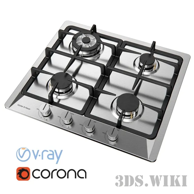 kitchen - Gas hob Gunter-Hauer GH 606 IX 3D Model