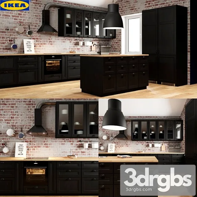 Kitchen Ikea Laxarby 1 3D Model Free