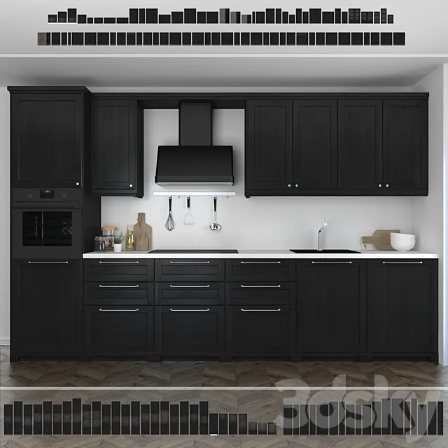 Kitchen Ikea Lerhuttan _ Lerhyttan (black stain). 3DModel