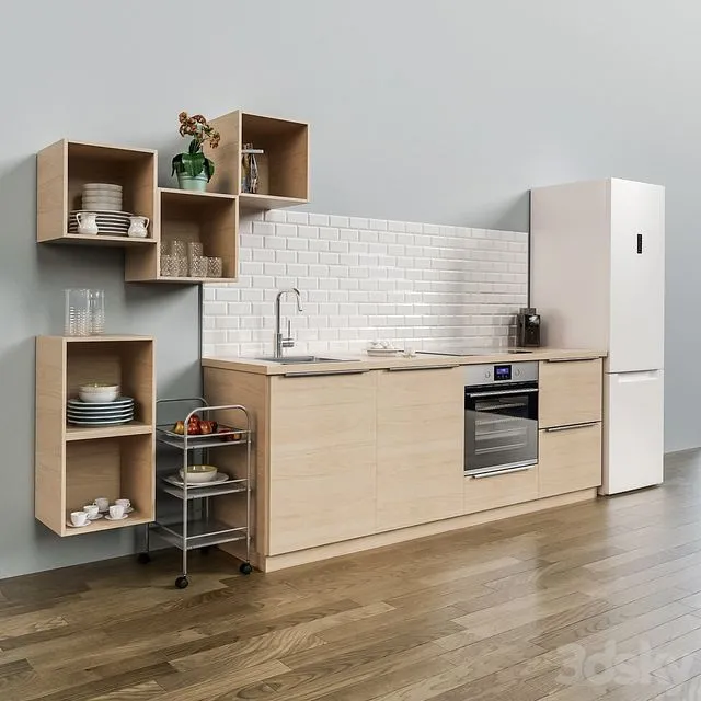 Kitchen IKEA method with facade ASKERSUND 3D Model