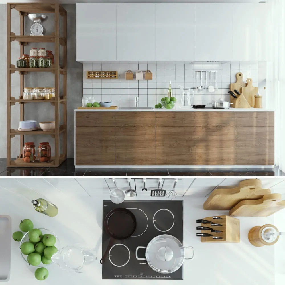 kitchen - IKEA vokstorp with decor 3D Model