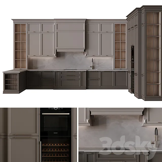 Kitchen in neoclassical style 58 3D Model