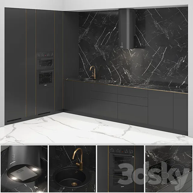 Kitchen INGE L-shaped 3D Model