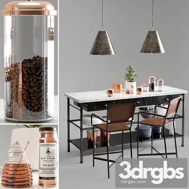 Kitchen island 6 3D Model Free