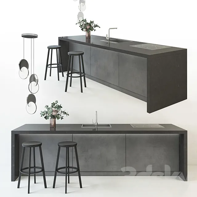 Kitchen island set 3D Model