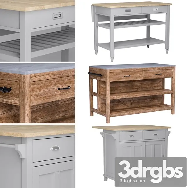 Kitchen islands set 2 3D Model Free