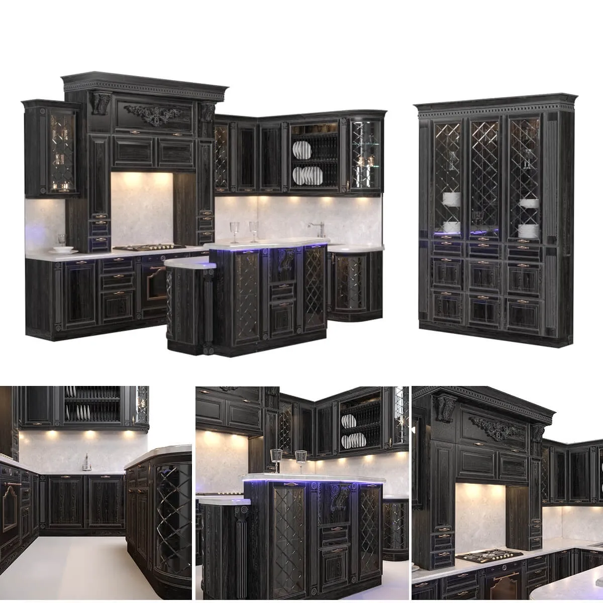 kitchen - Kitchen Courtyard - model Viscount black 3D Model