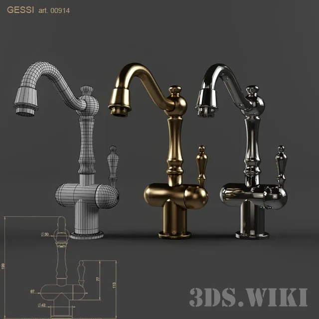 kitchen - Kitchen faucet Gessi art 00914 3D Model