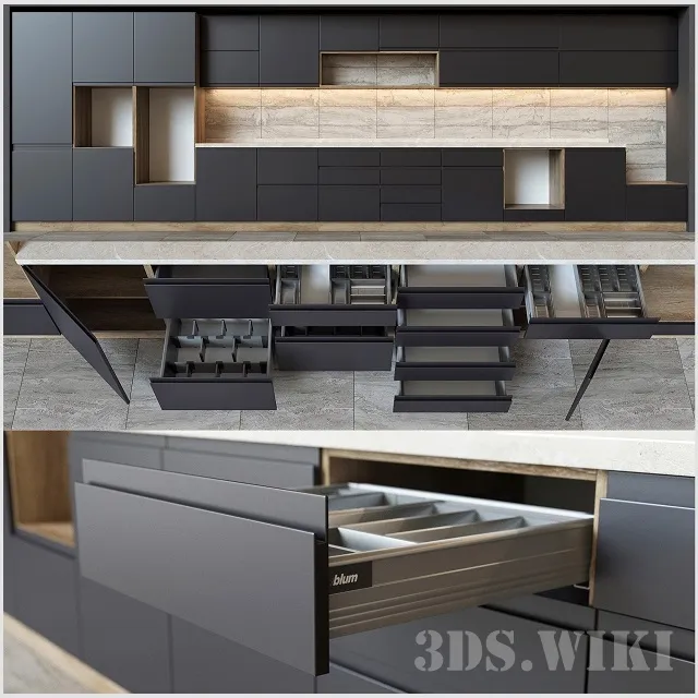 kitchen - Kitchen furniture with Blum accessories 3D Model