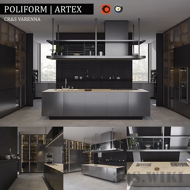 kitchen - Kitchen Poliform Varenna Artex 3D Model
