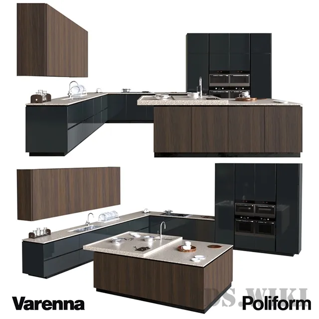 kitchen - Kitchen Poliform Varenna Artex 3D Model