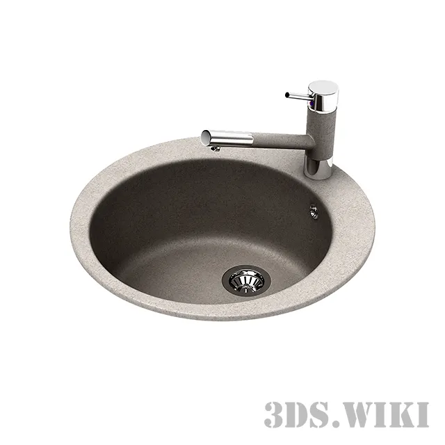 kitchen - Kitchen sink Aquasanita Clarus SR100 110 Beige + Tap 2765 3D Model