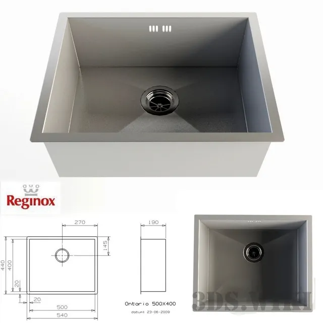 kitchen - Kitchen sink Reginox Ontario Cuadrat 3D Model