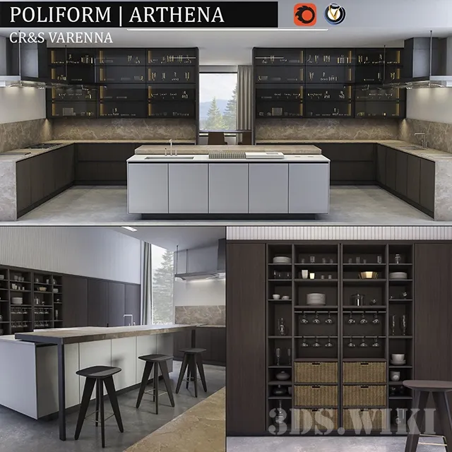 kitchen - Kitchen Varenna Arthena Poliform 3D Model