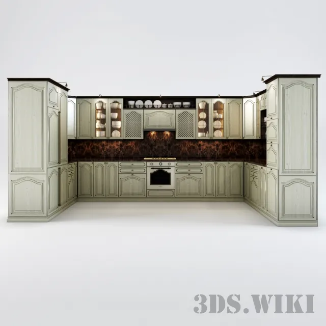 kitchen - Large classic kitchen 3D Model