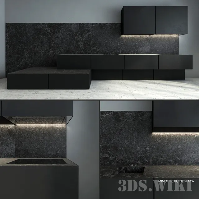 kitchen - Maya Kitchen. Minotti Cucine Factory 3D Model