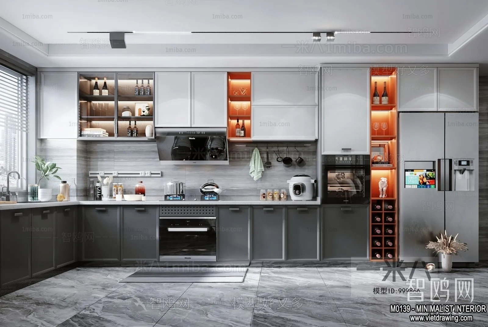 Kitchen - Minimalist Style - 3D Interior Scene - 002