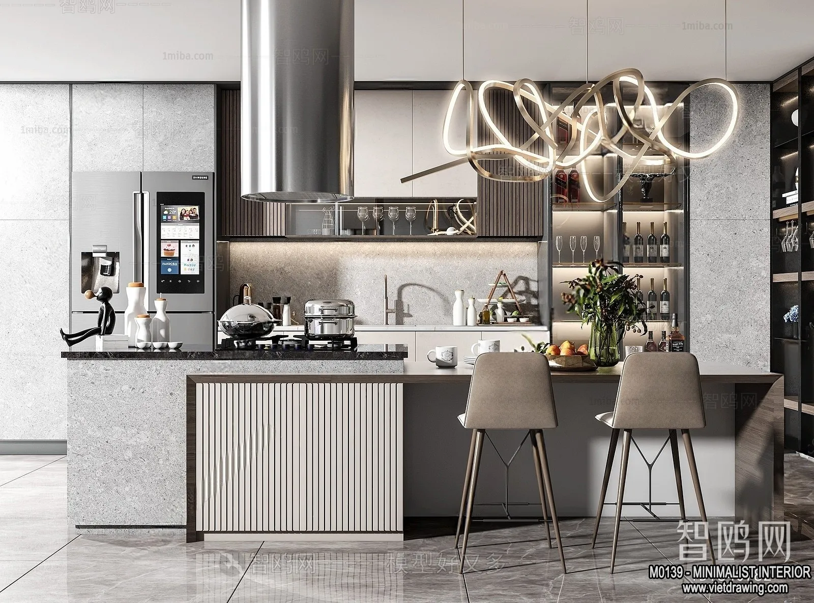 Kitchen - Minimalist Style - 3D Interior Scene - 003
