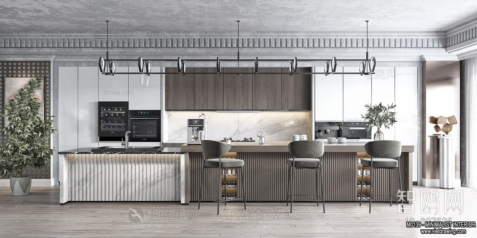 Kitchen - Minimalist Style - 3D Interior Scene - 004