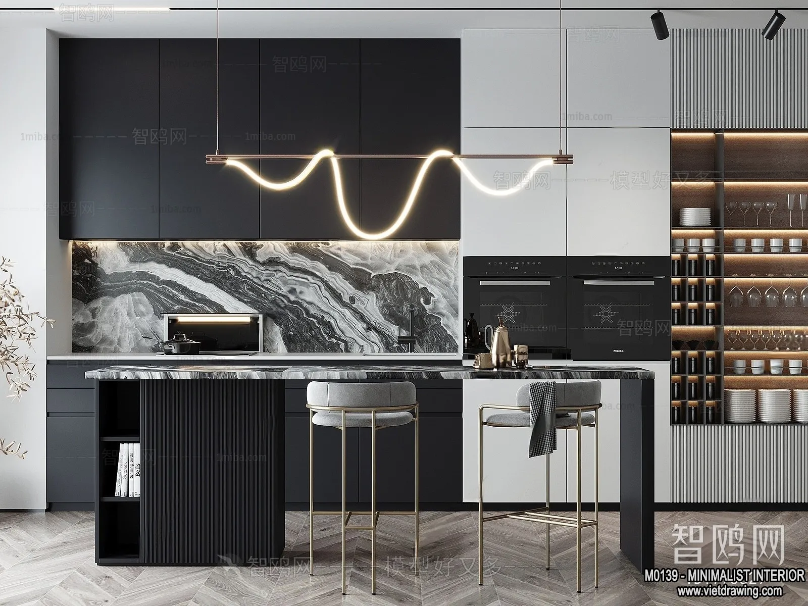 Kitchen - Minimalist Style - 3D Interior Scene - 008