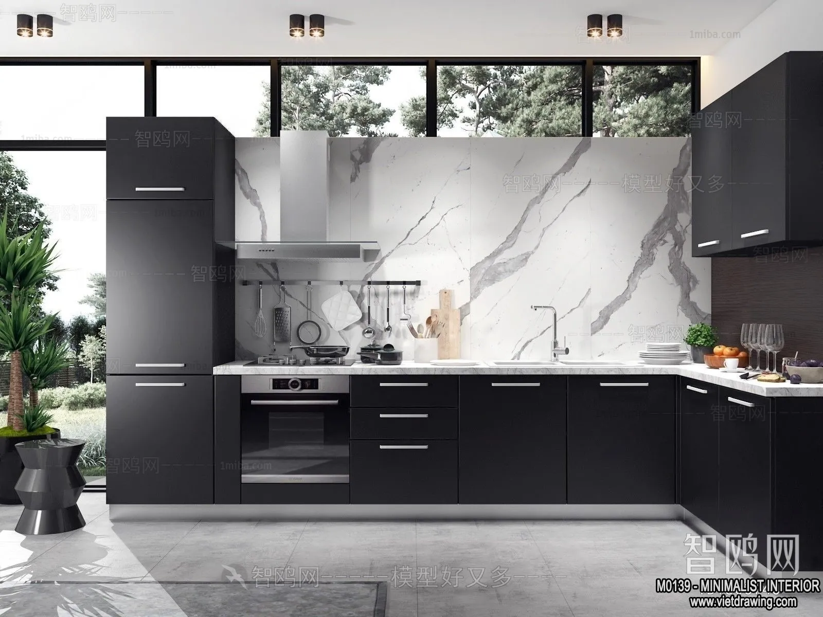 Kitchen - Minimalist Style - 3D Interior Scene - 009