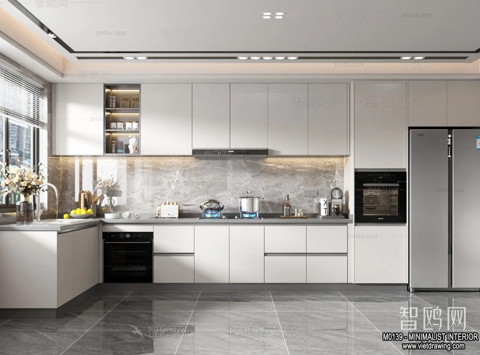 Kitchen - Minimalist Style - 3D Interior Scene - 011