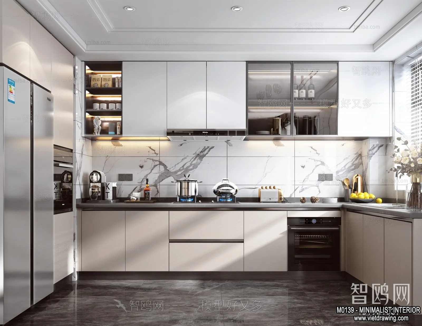 Kitchen - Minimalist Style - 3D Interior Scene - 017